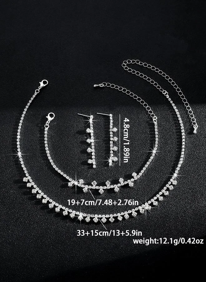 تايك تو طقم مجوهرات 3 قطع عقد وسوار وأقراط منمقة